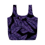 Tropical Leaves Purple Full Print Recycle Bag (M) Front