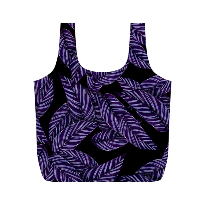 Tropical Leaves Purple Full Print Recycle Bag (M)