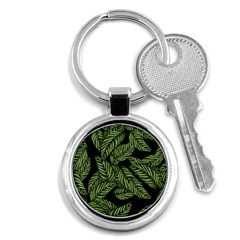 Tropical Leaves On Black Key Chains (round)  by snowwhitegirl