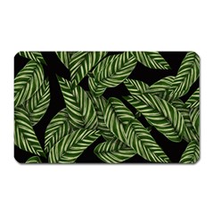 Tropical Leaves On Black Magnet (rectangular) by snowwhitegirl