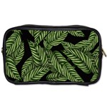 Tropical Leaves On Black Toiletries Bag (Two Sides) Front