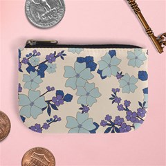 Vintage Floral Blue Pattern Mini Coin Purse by snowwhitegirl