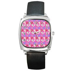 Colorful Cherubs Pink Square Metal Watch by snowwhitegirl