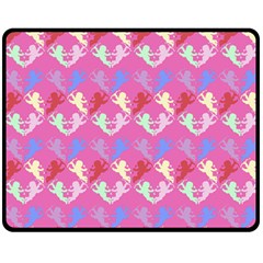 Colorful Cherubs Pink Double Sided Fleece Blanket (medium)  by snowwhitegirl