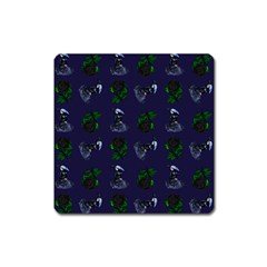 Gothic Girl Rose Blue Pattern Square Magnet by snowwhitegirl