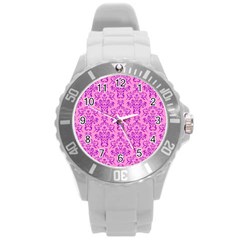 Victorian Paisley Pink Round Plastic Sport Watch (l) by snowwhitegirl