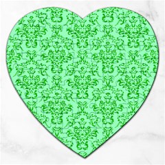 Victorian Paisley Green Jigsaw Puzzle (heart) by snowwhitegirl