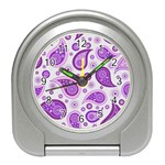 Retro Paisley Purple Travel Alarm Clock Front