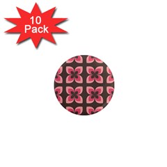 Retro Flower Pink Brown 1  Mini Magnet (10 Pack)  by snowwhitegirl