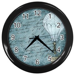 Vintage Hot Air Balloon Lettter Wall Clock (black) by snowwhitegirl