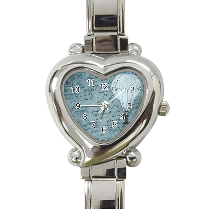 Vintage Hot Air Balloon Lettter Heart Italian Charm Watch