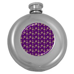 Victorian Crosses Purple Round Hip Flask (5 Oz) by snowwhitegirl