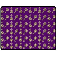 Victorian Crosses Purple Double Sided Fleece Blanket (medium)  by snowwhitegirl