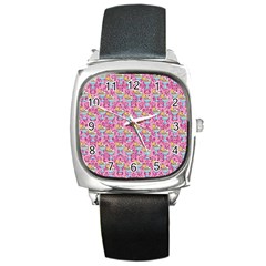 Paisley Pink Sundaes Square Metal Watch by snowwhitegirl