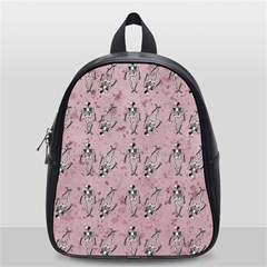 Skeleton Pink Background School Bag (small) by snowwhitegirl