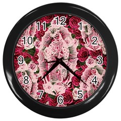 Guadalupe Roses Wall Clock (black) by snowwhitegirl