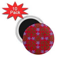 Red With Purple Flowers 1 75  Magnets (10 Pack)  by snowwhitegirl