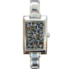 Comic Books Pattern Rectangle Italian Charm Watch by snowwhitegirl