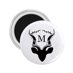 Dark Antelope Silhouette Monogram 2 25  Button Magnet by WayfarerApothecary