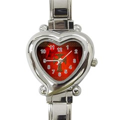 Wonderful Celtic Cross On Vintage Background Heart Italian Charm Watch by FantasyWorld7