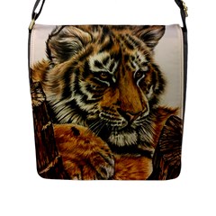 Tiger Cub  Flap Closure Messenger Bag (l) by ArtByThree