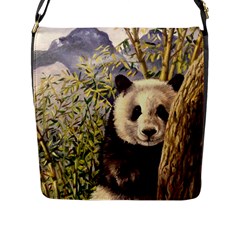 Panda Flap Closure Messenger Bag (l) by ArtByThree