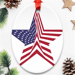 A Star With An American Flag Pattern Ornament (oval) by Sudhe