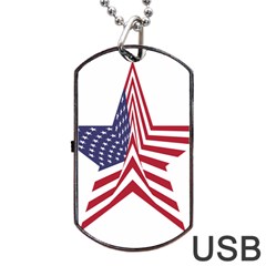 A Star With An American Flag Pattern Dog Tag Usb Flash (one Side) by Sudhe