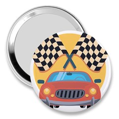 Automobile Car Checkered Drive 3  Handbag Mirrors by Sudhe