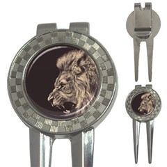 Angry Male Lion 3-in-1 Golf Divots by Sudhe