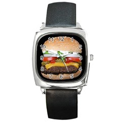 Abstract Barbeque Bbq Beauty Beef Square Metal Watch by Sudhe