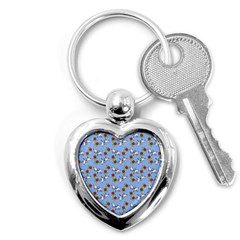 Lamb Pattern Blue Key Chains (heart)  by snowwhitegirl