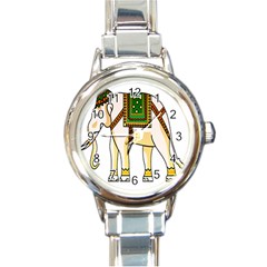 Elephant Indian Animal Design Round Italian Charm Watch by Sudhe