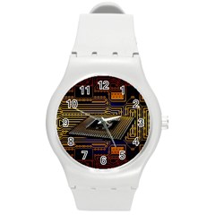 Processor Cpu Board Circuits Round Plastic Sport Watch (m) by Sudhe