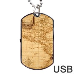 Map Discovery America Ship Train Dog Tag Usb Flash (one Side) by Sudhe