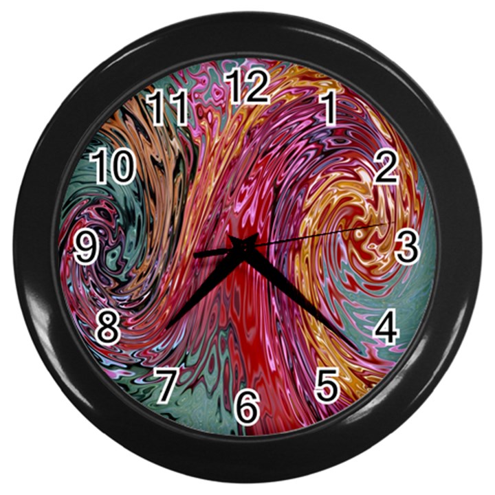 Color Rainbow Abstract Flow Merge Wall Clock (Black)