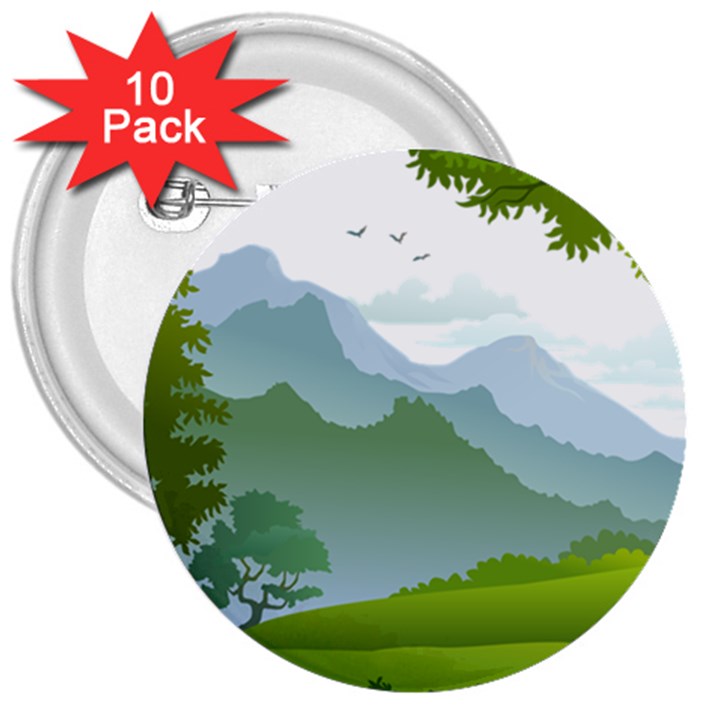 Forest Landscape Photography Illustration 3  Buttons (10 pack) 