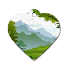 Forest Landscape Photography Illustration Dog Tag Heart (one Side) by Sudhe