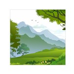 Forest Landscape Photography Illustration Small Satin Scarf (Square) Front