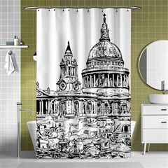 Line Art Architecture Church Shower Curtain 48  X 72  (small)  by Sudhe