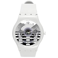 Glass Illustration Technology Round Plastic Sport Watch (m) by Sudhe