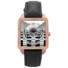 Glass Illustration Technology Rose Gold Leather Watch  by Sudhe