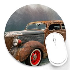 Auto Old Car Automotive Retro Round Mousepads by Sudhe