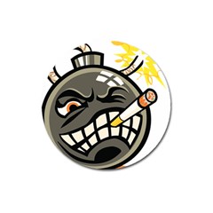 Smoking Cartoon Evil Bomb Cartoon Magnet 3  (round) by Sudhe