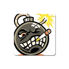 Smoking Cartoon Evil Bomb Cartoon Square Magnet by Sudhe