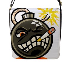 Smoking Cartoon Evil Bomb Cartoon Flap Closure Messenger Bag (l) by Sudhe