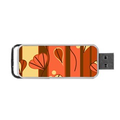 Amber Yellow Stripes Leaves Floral Portable Usb Flash (two Sides) by Mariart