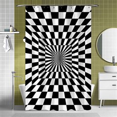 Optical Illusion Chessboard Tunnel Shower Curtain 48  X 72  (small)  by Pakrebo