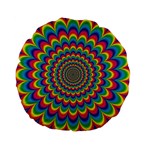 Psychedelic Colours Vibrant Rainbow Standard 15  Premium Flano Round Cushions Back