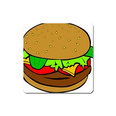 Hamburger Cheeseburger Fast Food Square Magnet by Sudhe